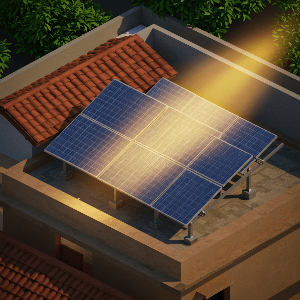 Rooftop solar installation on an Indian home